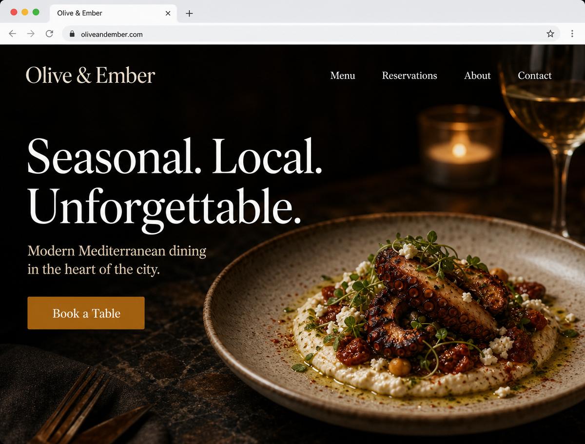 Restaurant Website demonstration mockup