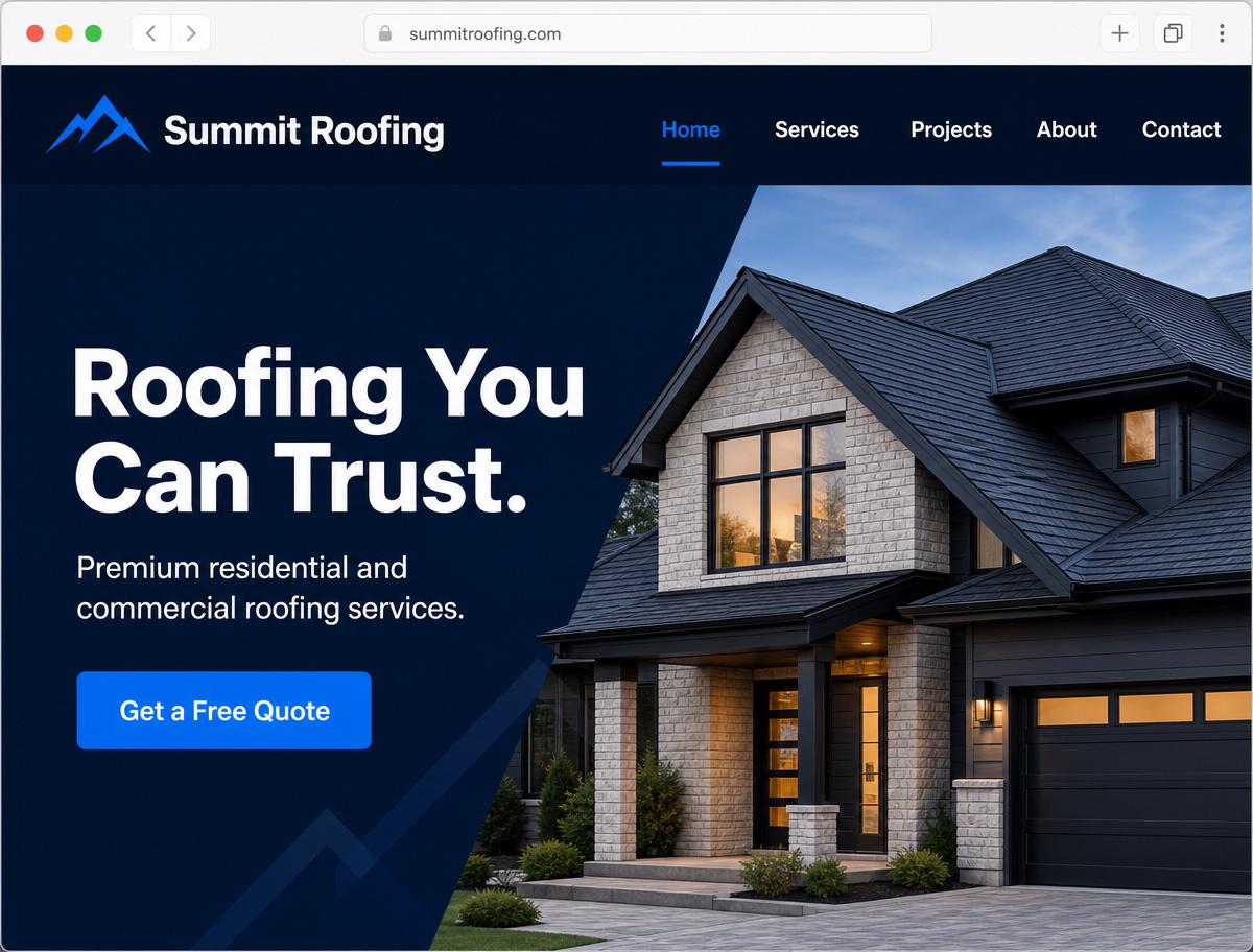 Roofing Company Website demonstration mockup